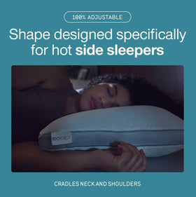Coop Home Goods Cool+ Cut-Out Pillow heat-wicking cover aids breathability during warm nights