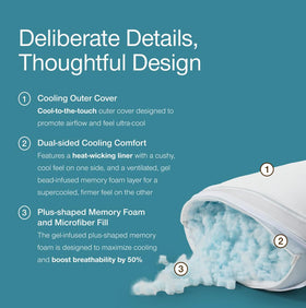 Coop Home Goods Cool+ Cut-Out Pillow close-up of memory foam and microfiber blend for cooling feel