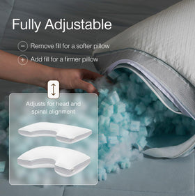 Coop Home Goods Cool+ Cut-Out Pillow side-sleeper view highlighting shoulder cut-out support