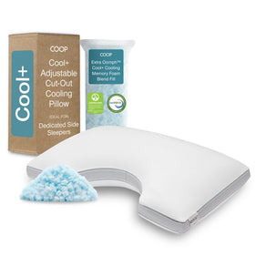 Coop Home Goods Cool+ Cut-Out Pillow top detail shows cooling gel core for restful sleep