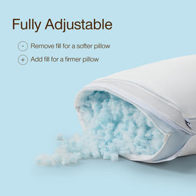 Coop Home Goods Cool+ fill assembly highlights gel bead memory foam pieces