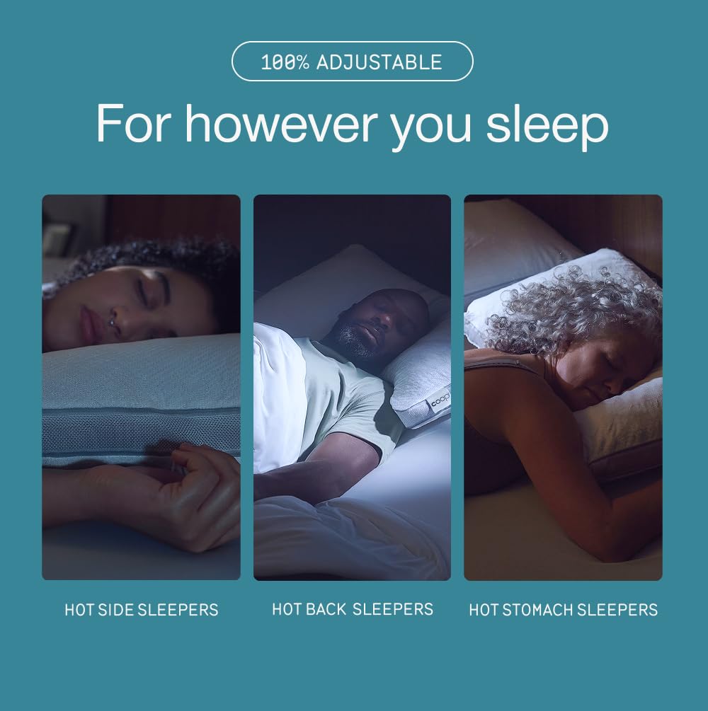Coop Home Goods Cool+ Pillow adjustable-fill feature lets you customize firmness.
