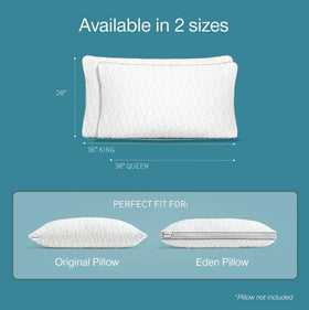 Coop Home Goods original pillow fit closeup shows perfect size compatibility.