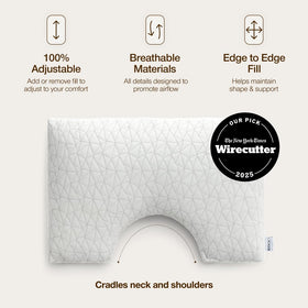 Coop Home Goods Side-Sleeper Comfort with breathable fabric and adjustable height.