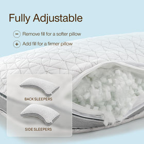 Coop Home Goods Eden Crescent Pillow adjustable fill for personalized firmness