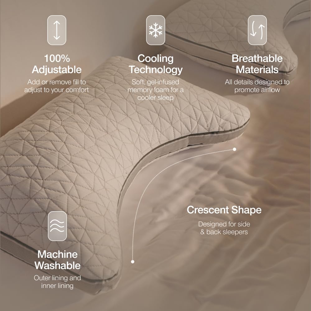 Coop Home Goods Eden Crescent Pillow cooling gel memory foam for breathable nights