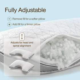 Eden Cut-Out Pillow shoulder cut-out design relieves pressure and supports alignment.