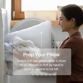 Coop Home Goods Essence Down Alternative Pillow queen-size pack ready for setup.