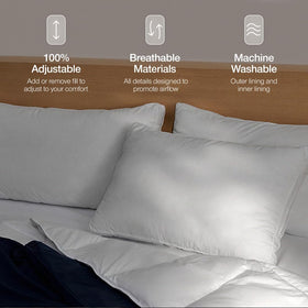 Coop Home Goods Essence Down Alternative Pillow side view highlighting edge-to-edge support.