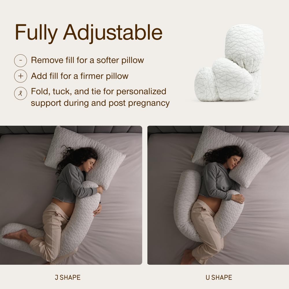 Coop Home Goods Maternity Pillow side-sleep-support promotes healthy positions during pregnancy.
