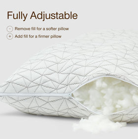 Coop Home Goods pillow shown as side-sleeper layout with leg support and alignment.