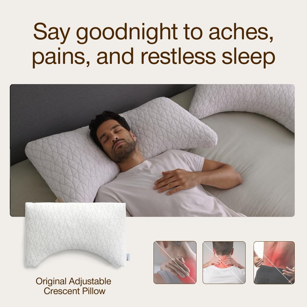 Coop Home Goods Original Crescent Pillow back-sleeper ergonomics for neck comfort
