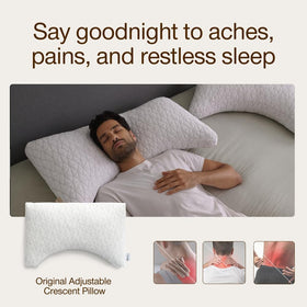 Coop Home Goods Original Crescent Pillow back-sleeper ergonomics for neck comfort