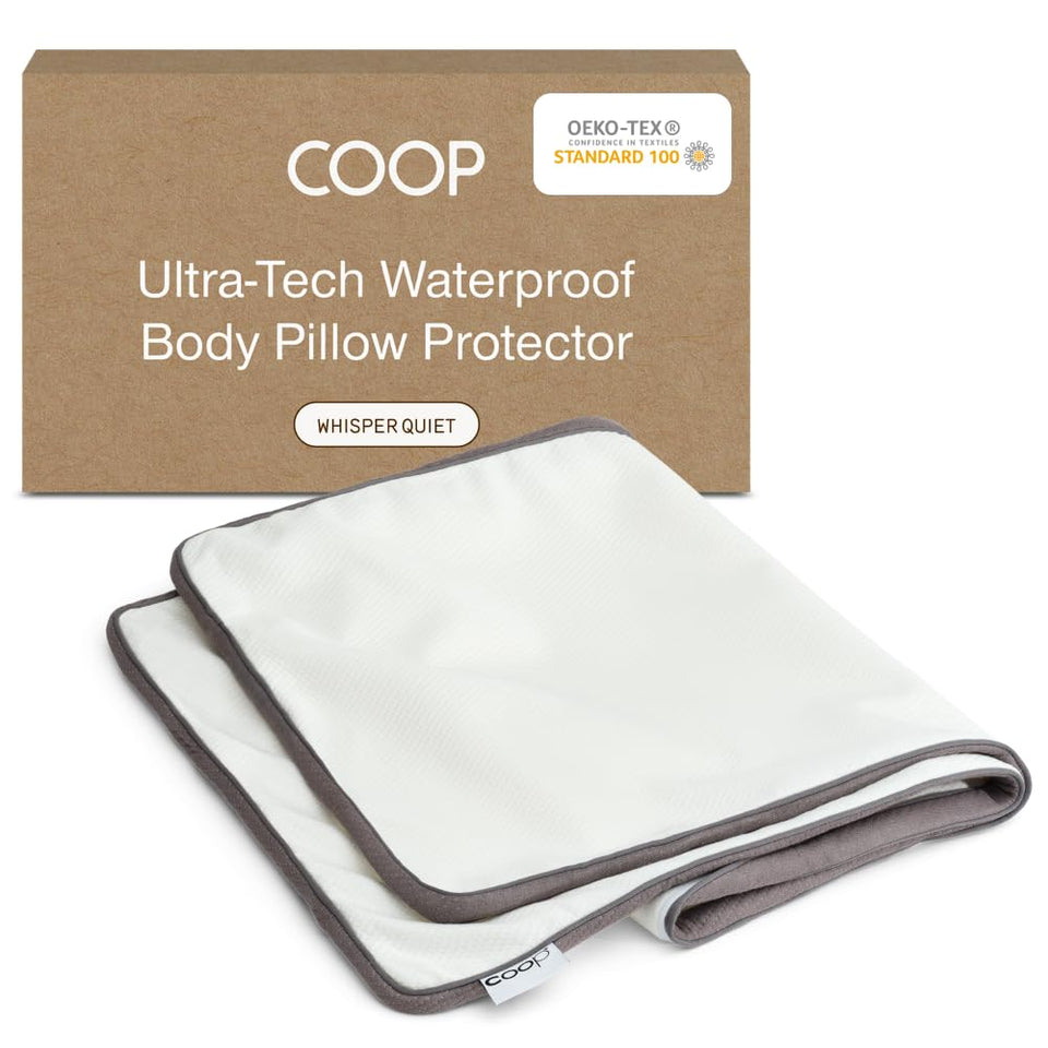 Coop Home Goods Ultra-Tech body pillow protector with waterproof dual-side coverage for protection