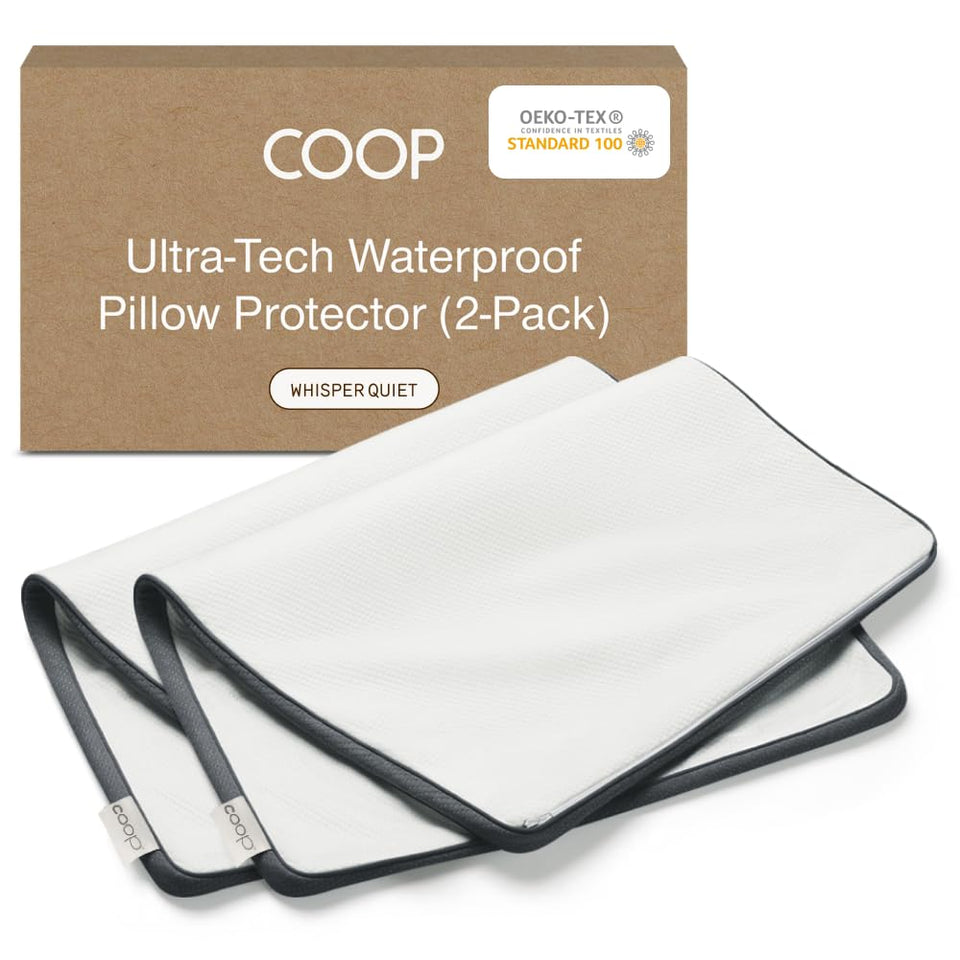 Coop Home Goods Ultra-Tech Pillow Protector waterproof king cover protects spills while staying breathable