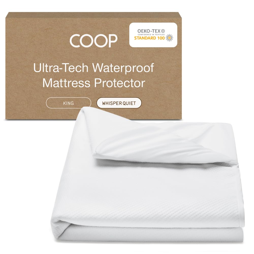 Coop Home Goods Ultra-Tech mattress protector top-layer waterproof shield protects against spills