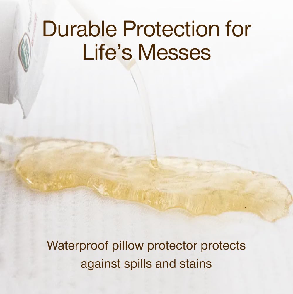 Ultra-Tech waterproof pillow protector shields memory foam pillow from spills.