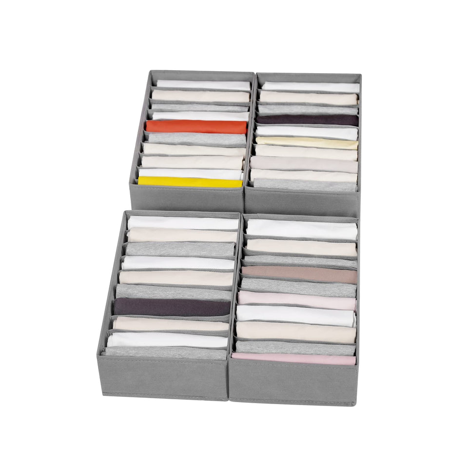 Coorganisers 4-pack T shirt drawer organizer in compact 10-grid layout for tidy drawers