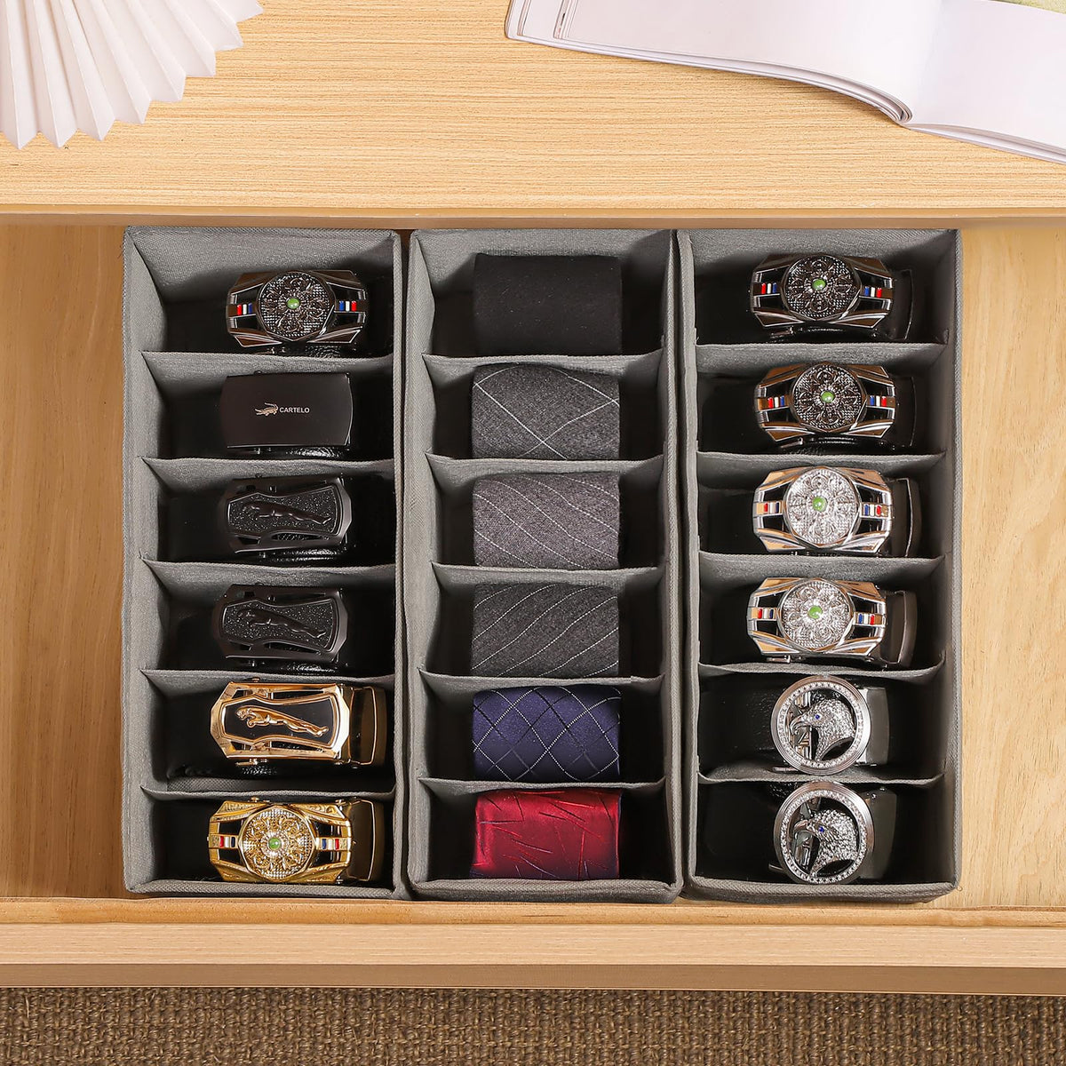 Coorganisers wide-application belt storage suited for belts, ties, and small garments.