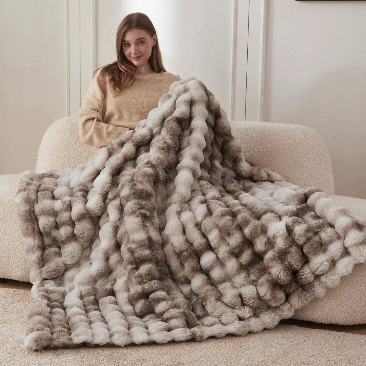 COOVA faux fur texture close-up highlights ultra-soft microfiber finish