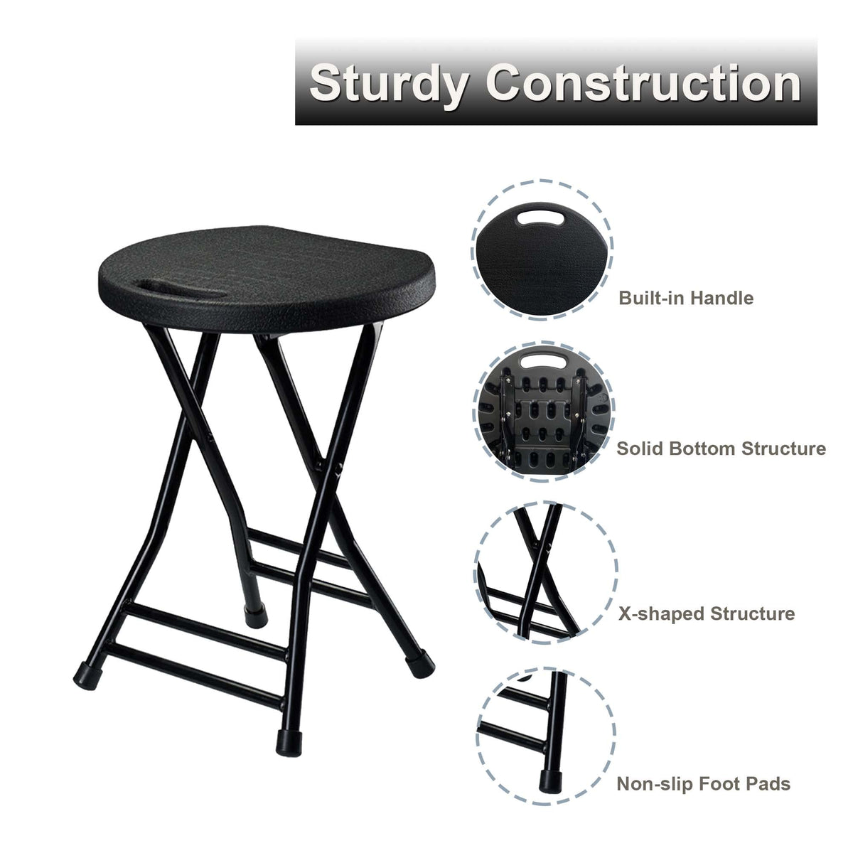 COOZMENT folding stool up to 600 lbs capacity.