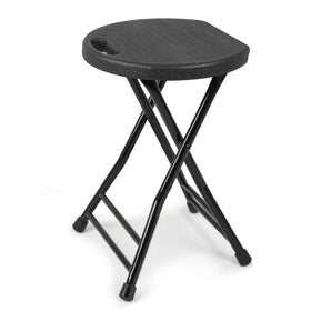 COOZMENT folding stool with handle ready to lift for portable use.