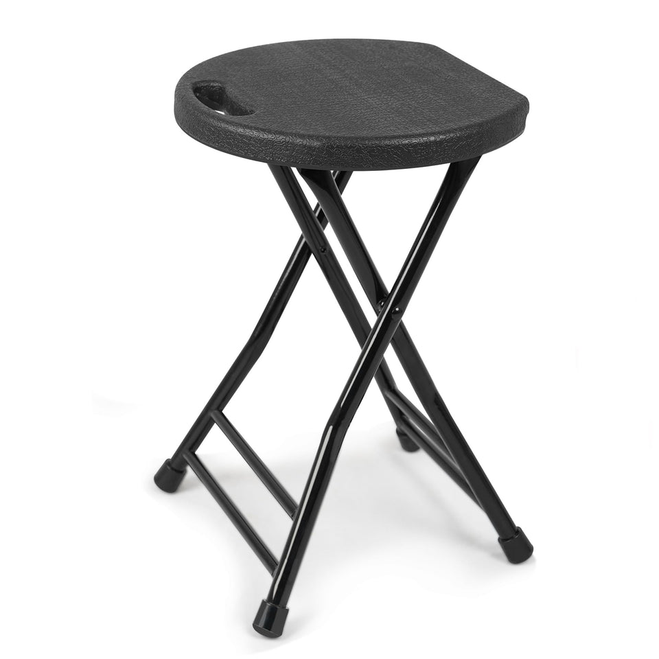 COOZMENT folding stool with handle ready to lift for portable use.