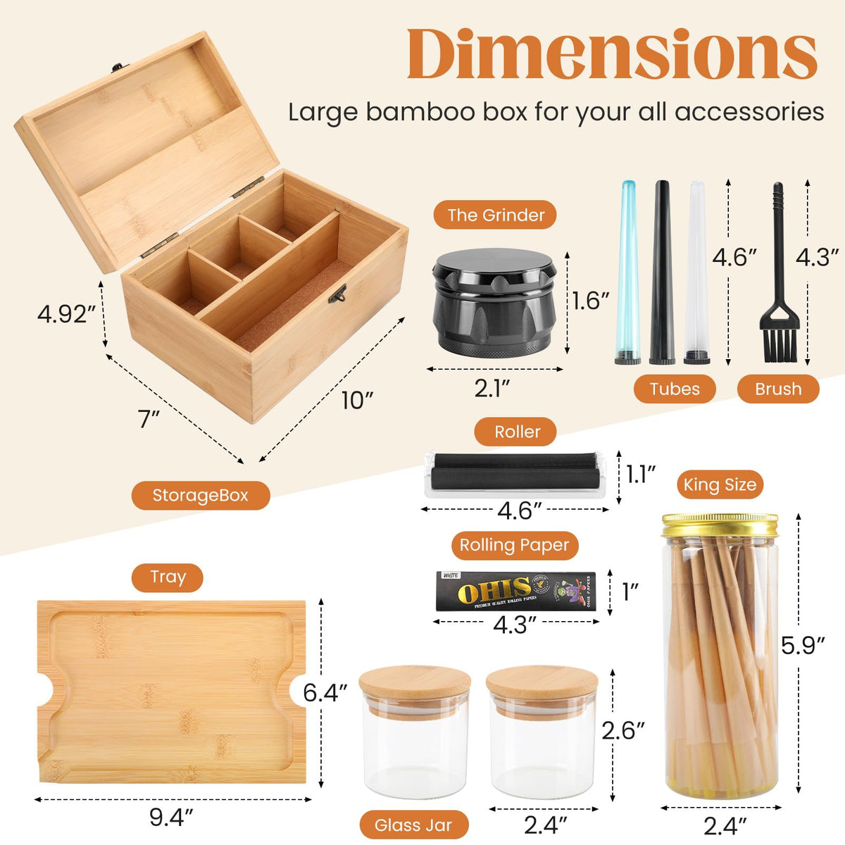 Coozyupper bamboo storage box with glass jars for easy organization