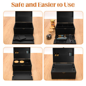Coozyupper sturdy hinges and lock provide reliable secure storage.