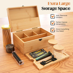 Coozyupper wood rolling tray for tidy, accessible work surfaces