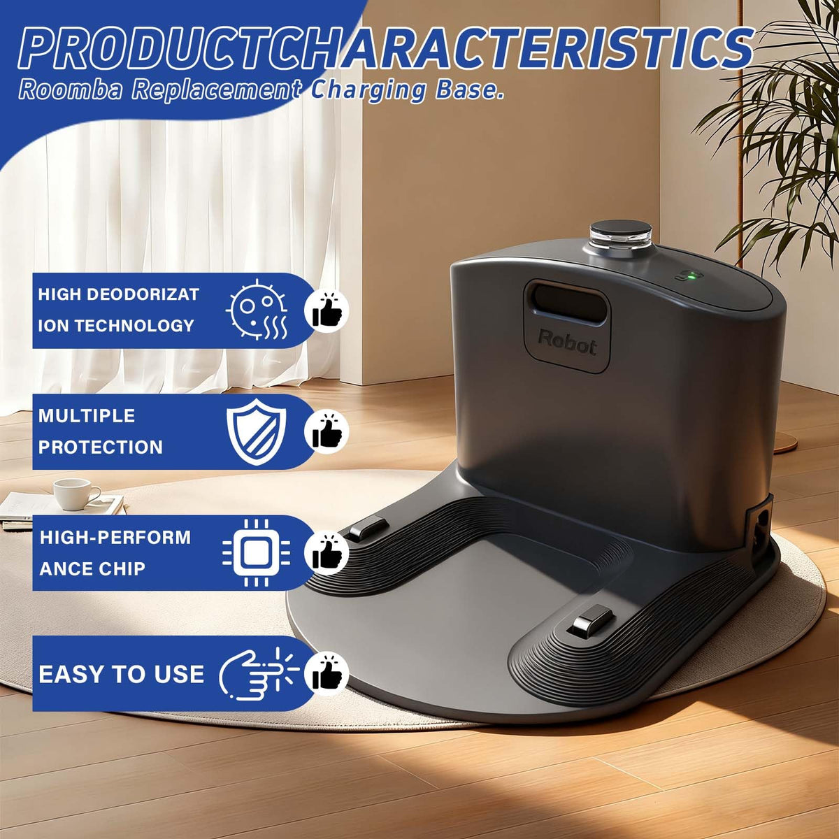 Copeeanzy universal Roomba charger supports 110–220V worldwide.