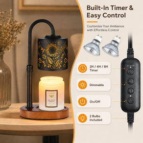 Copinpin Dimmable Candle Warmer Lamp timer function illustrates auto-off options