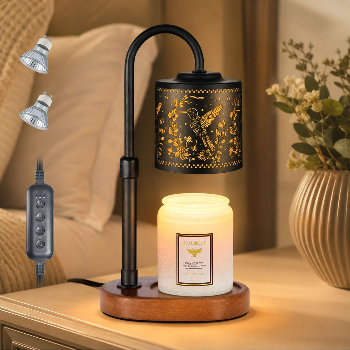 Copinpin dimmable candle warmer lamp top view flame-free melting for safer fragrance