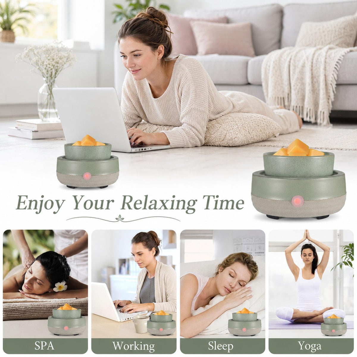 Copinpin green ceramic warmer complements modern home decor
