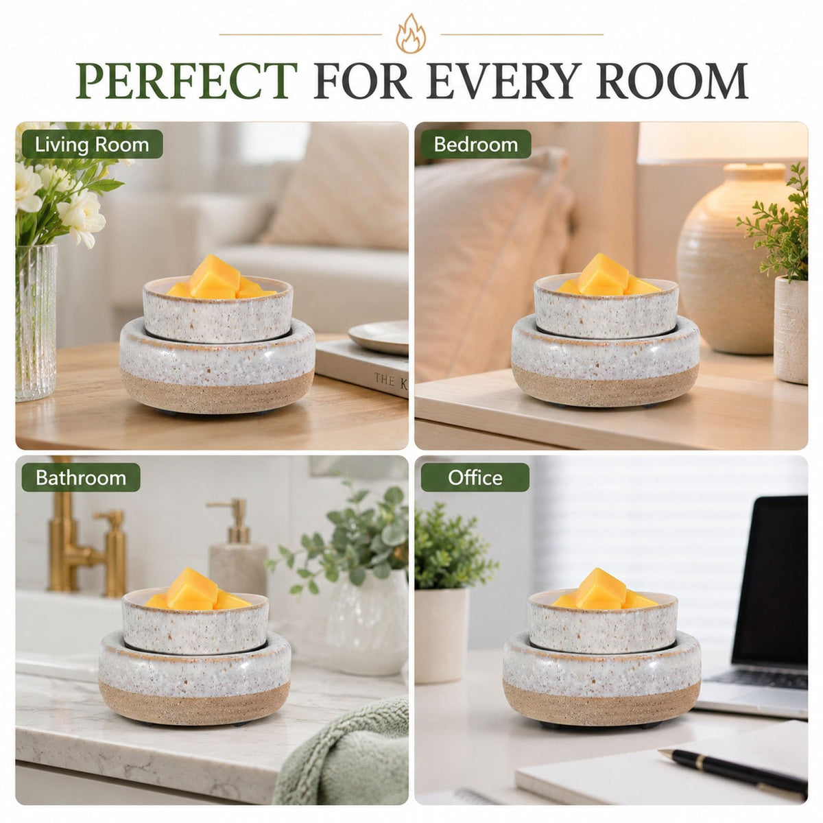 Copinpin wax burner sleek ceramic design complements modern decor.