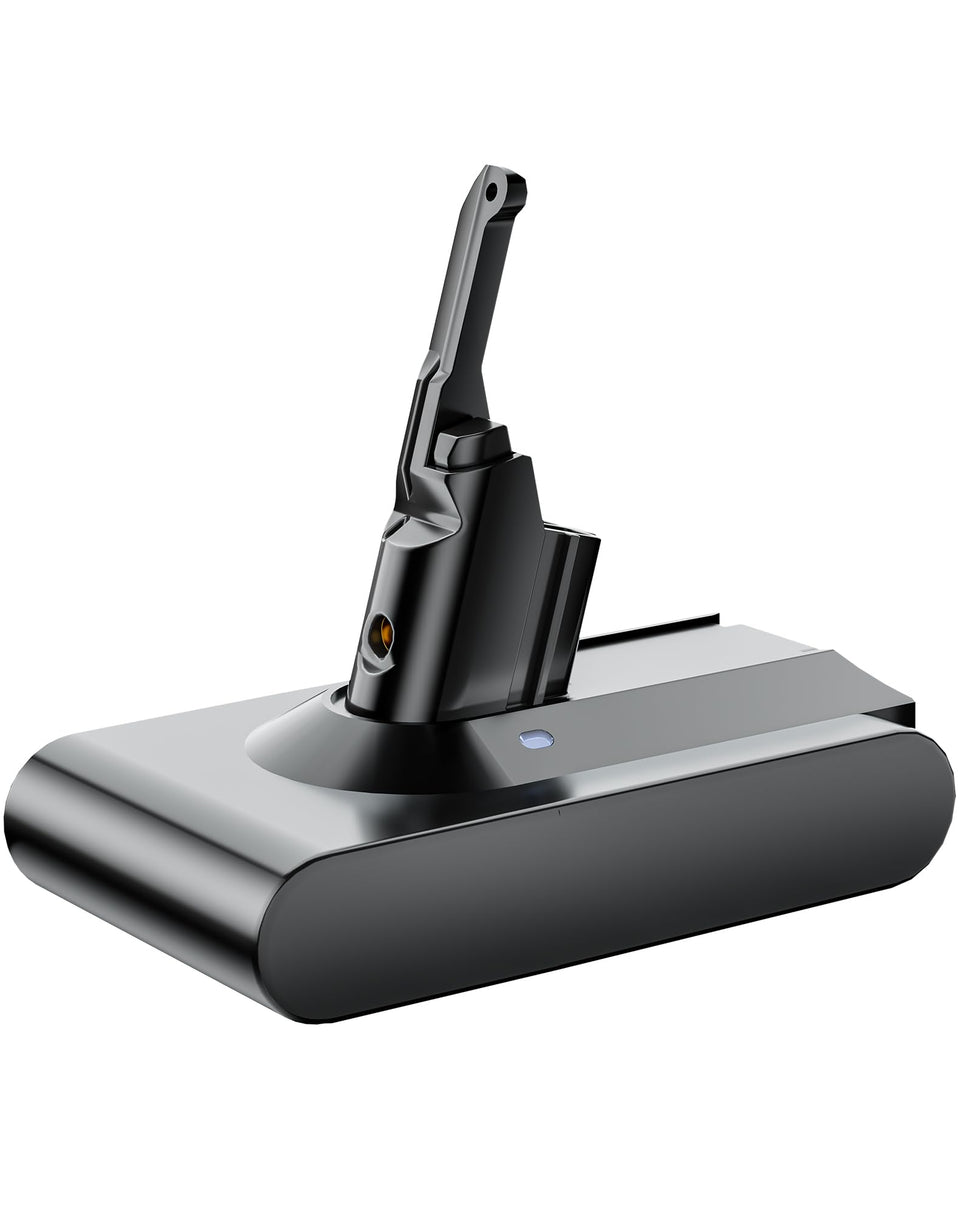 Coraybat 8000mAh V8 battery top view, extended runtime for cordless cleaning.