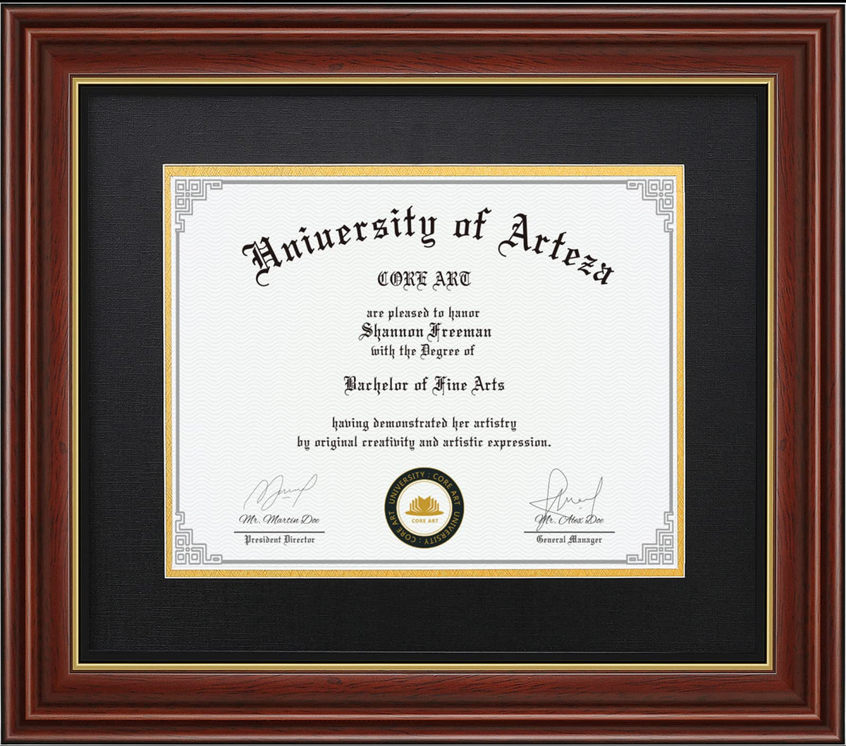 CORE ART diploma frame 11x14 with mat front displays certificates with a polished, protected look.
