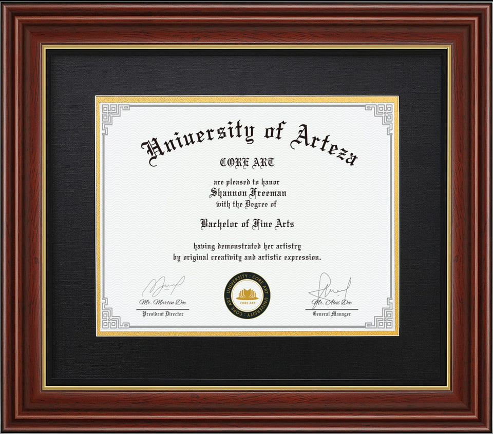 CORE ART diploma frame 11x14 with mat front displays certificates with a polished, protected look.