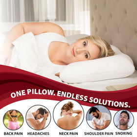 Core Products D-Core neck pillow, side view, raises sides to stabilize the spine.