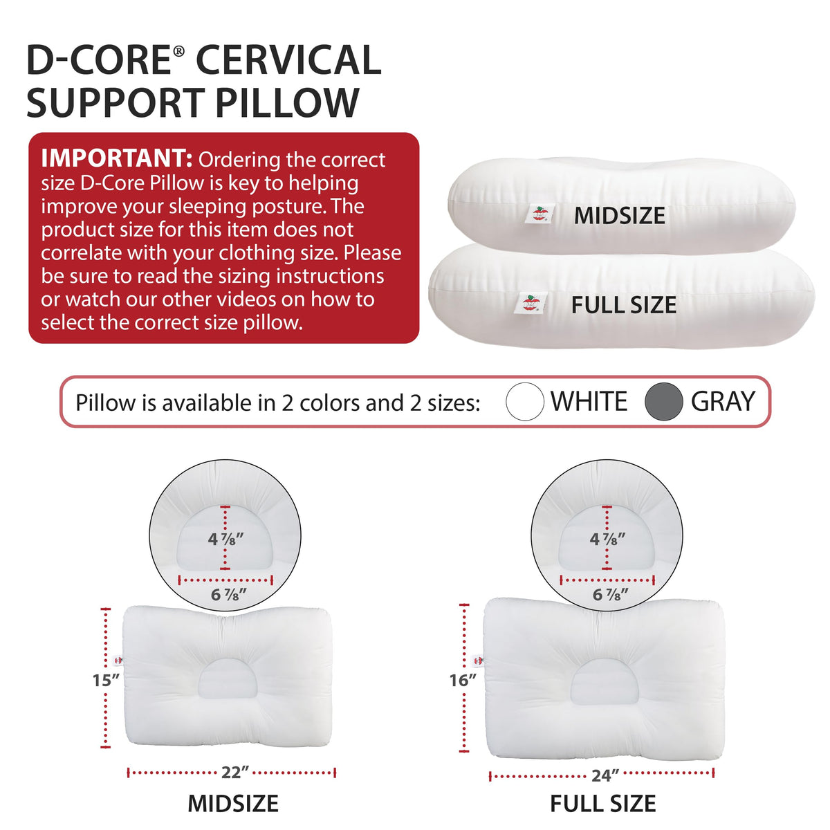 Core Products D-Core neck pillow, USA assembled, durable materials.