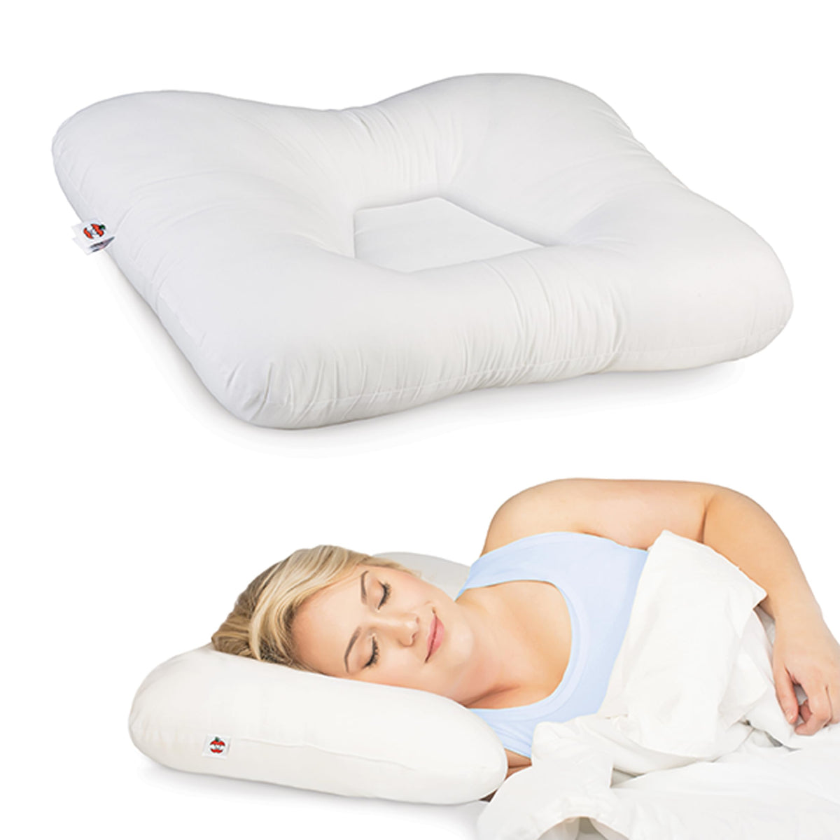 Core Products Tri-Core center cradle supports proper neck alignment for back sleepers.