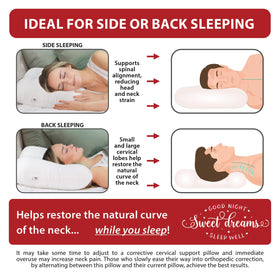 Core Products Tri-Core side lobes keep the head stable during side sleeping.