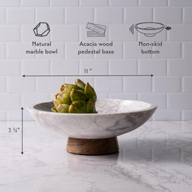 Cork & Mill eleven-inch marble bowl centerpiece elevates dining table aesthetics