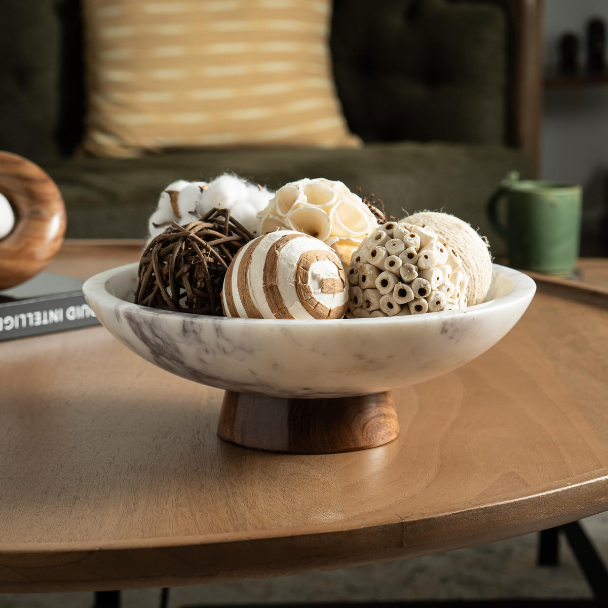 Cork & Mill handcrafted marble bowl closeup highlights natural veining and craft