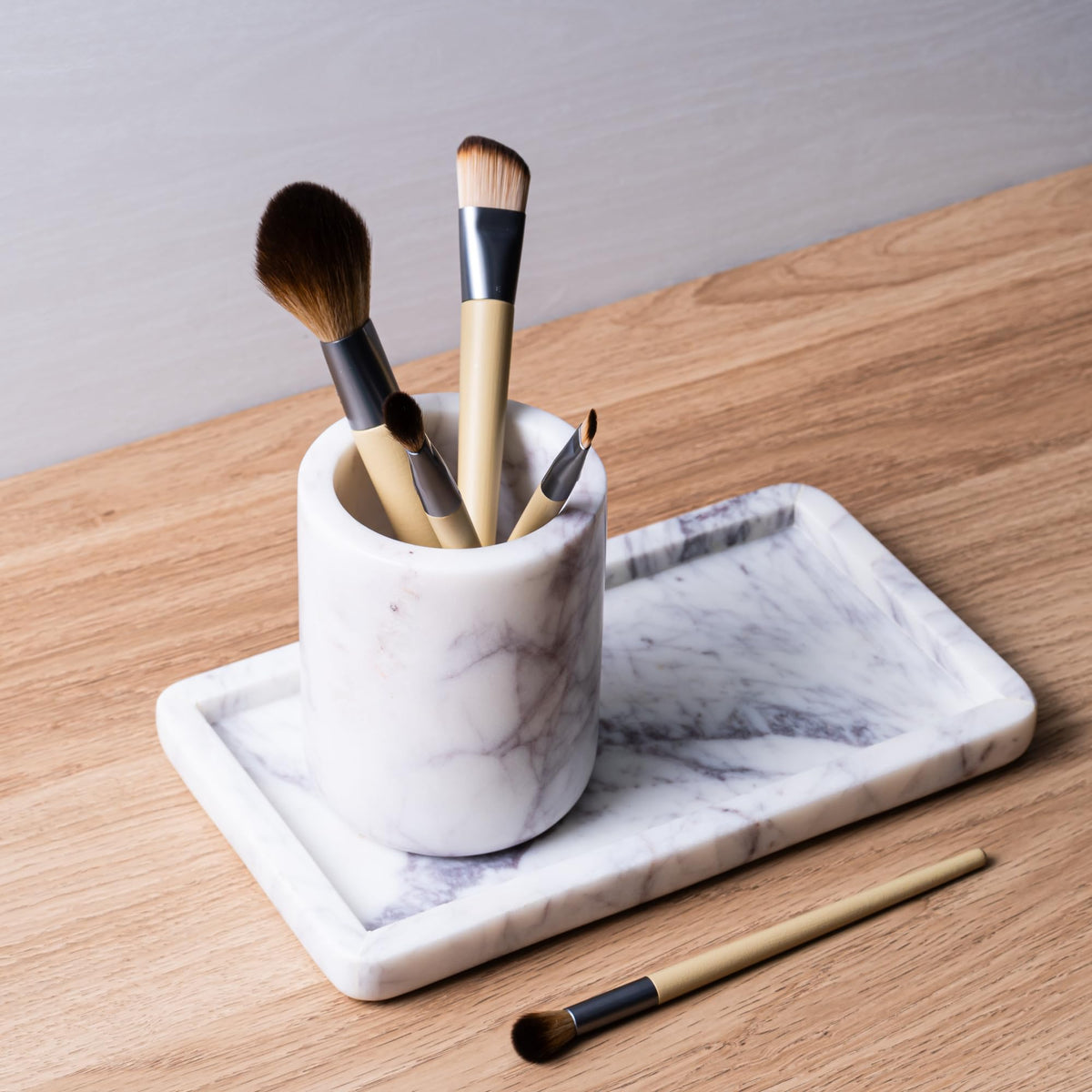 Cork & Mill marble bathroom decor lifestyle image conveys spa-like elegance.