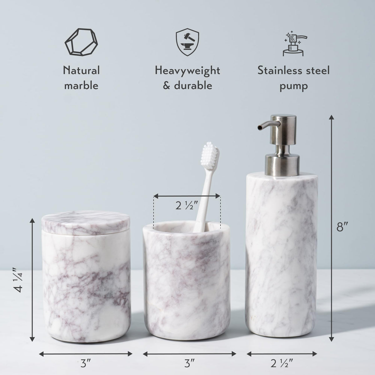 Cork & Mill marble toothbrush holder adds organized vanity style