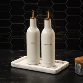 Cork & Mill tray for oil bottles declutters pantry and kitchen surfaces.