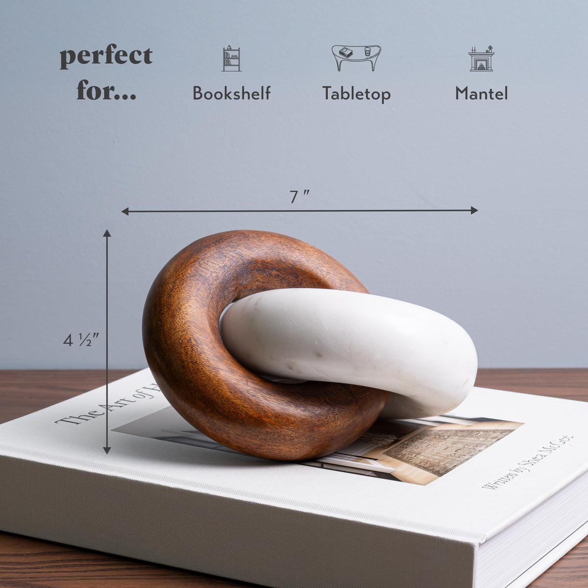 Cork & Mill knot decor side angle showcases interlocking design for modern spaces