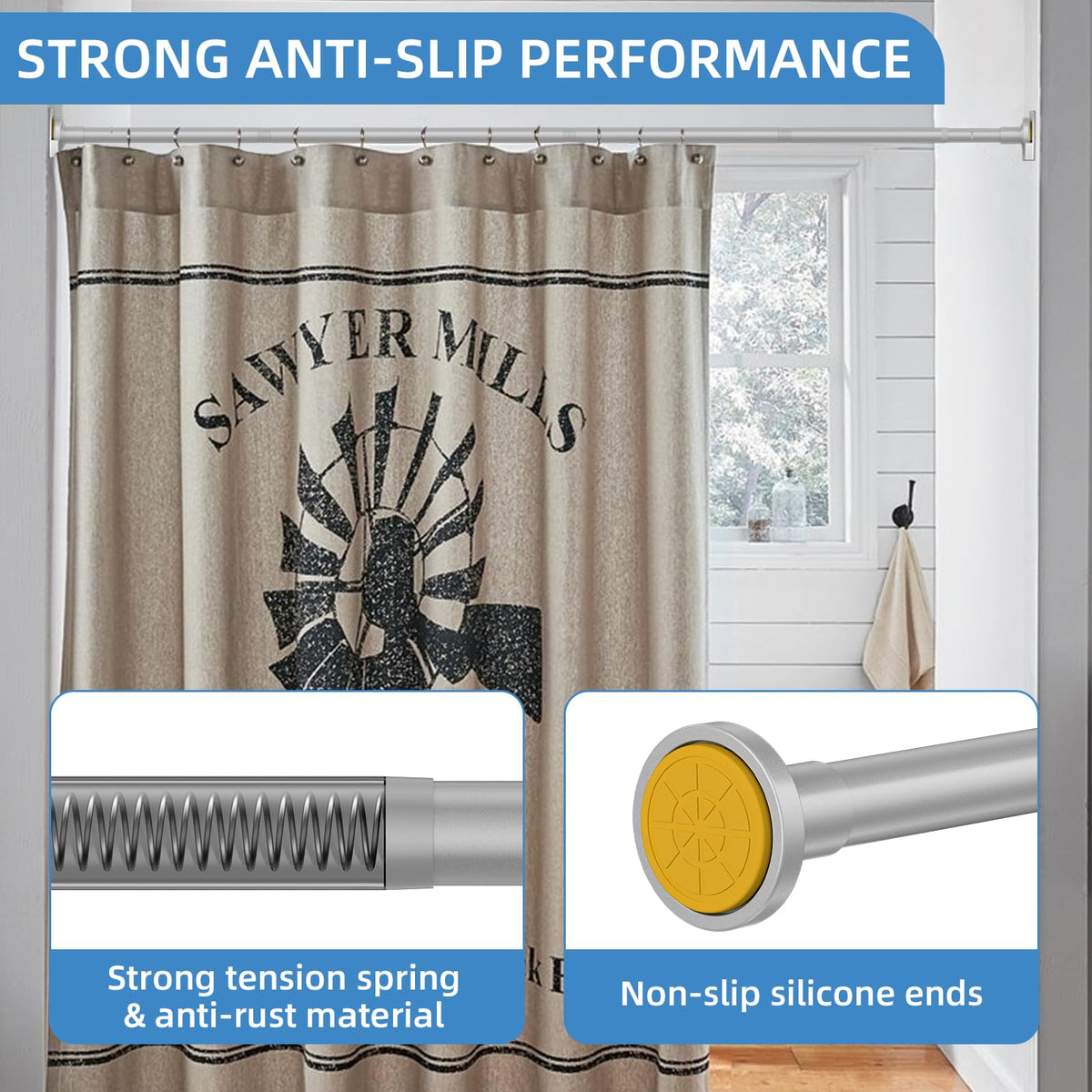 CorkLatta adjustable tension rod extends 32 to 80 inches for versatile fitting