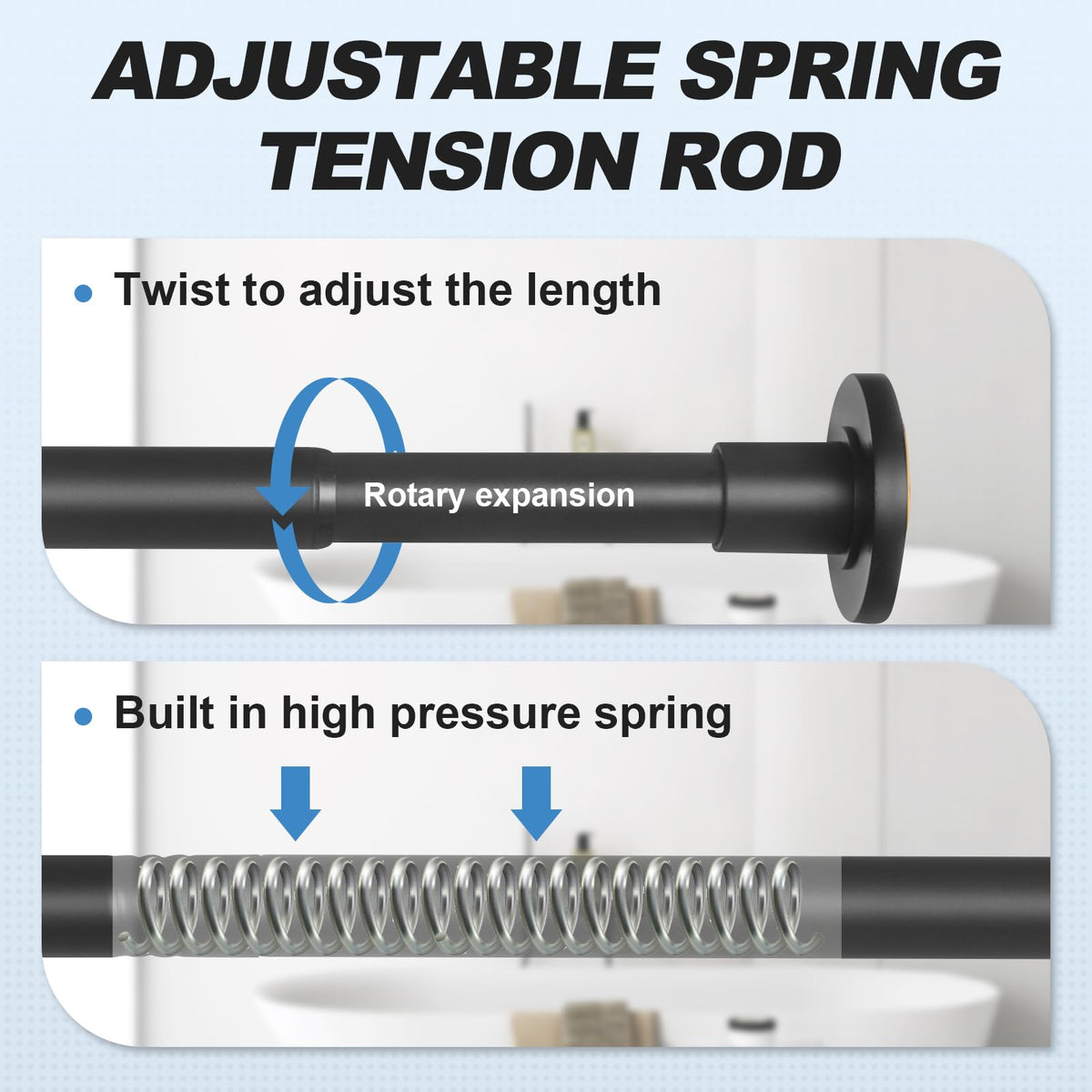 CorkLatta adjustable shower rod twist install for quick, tool-free bathroom upgrades.
